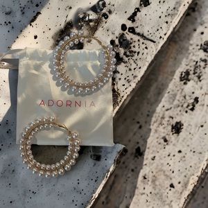 Nordstrom Adornia Pearl and Gold Wire Hoop Earrings.